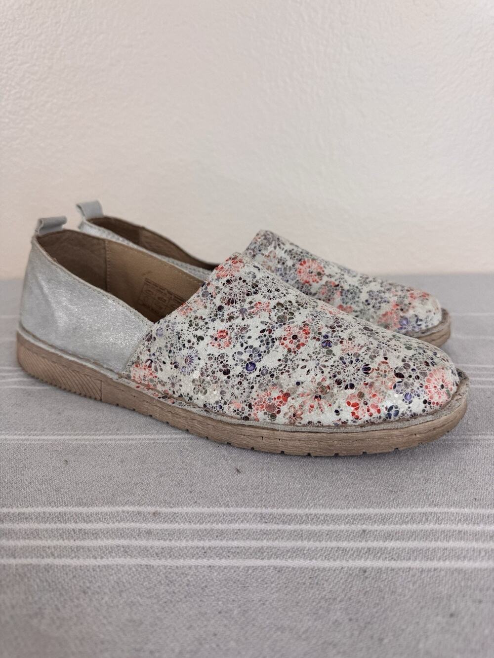 Josef Seibel Sofie 33 Slip On Espadrille Loafer Comfort Shoe Metallic Floral 40